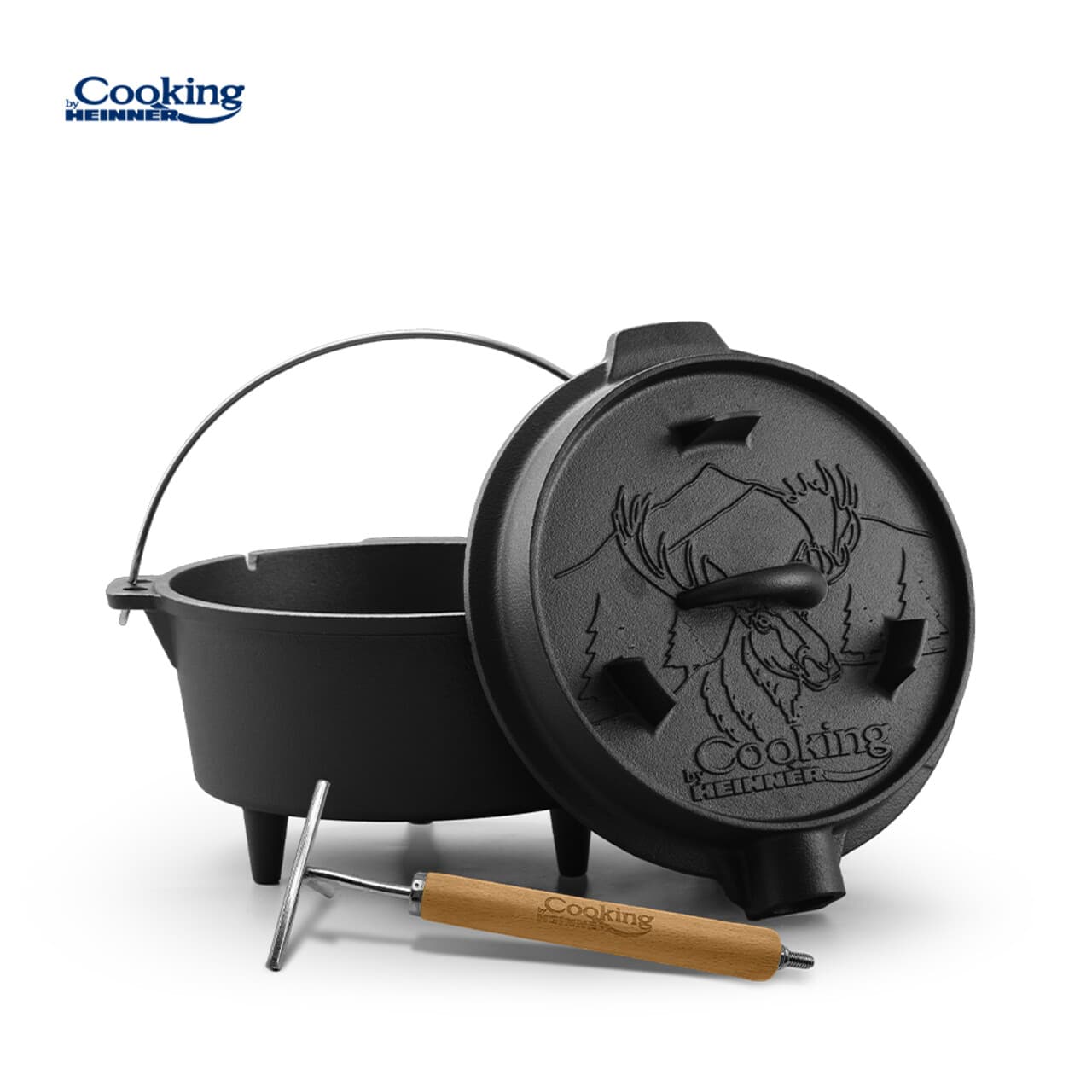 Ceaun cu capac Nature, Cooking by Heinner, 29.5x16 cm, 7 L, fonta, negru