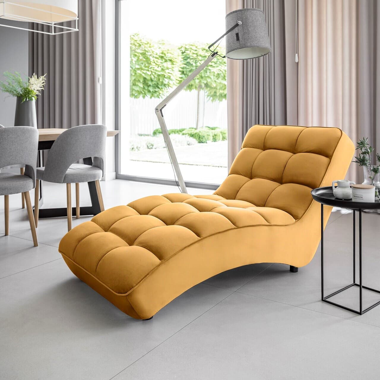 Sezlong living ELTAP, LOR-45LO, Loren, 170x85x85 cm, lemn/poliester, mustar