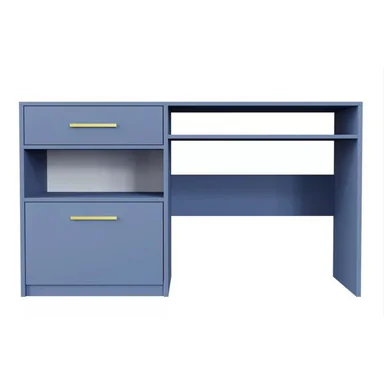 Birou Bali 2, design compact, blat rezistent, PAL melaminat, 125x82x58 cm, albastru