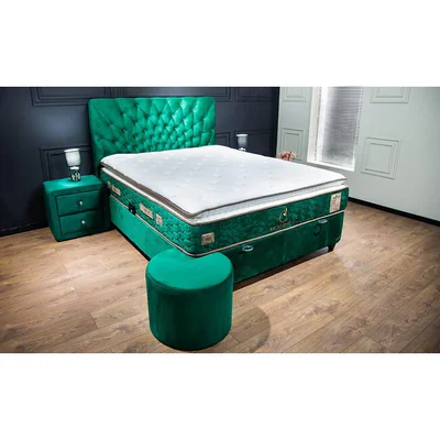 pat tapitat opera 180x200 cm verde lada depozitare si somiera inclusa