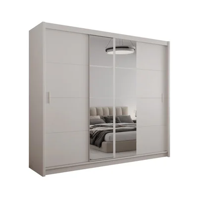 Dulap Porto 2, design modern, usi glisante, feronerie HAFELE, spatiu generos de depozitare, 250x61x215 cm, casmir
