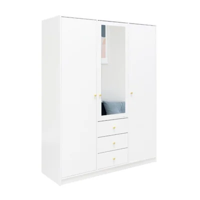 dulap siena d3 compartimentare eficienta si oglinzi incluse pal melaminat 149x58x200 cm alb