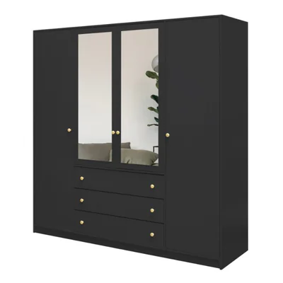 dulap siena d4 spatiu generos cu patru usi si oglinzi pal melaminat 196x58x200 cm alb