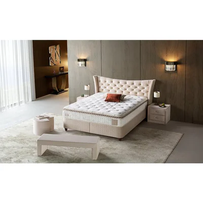 pat tapitat lincolin 140x200 cm bej cu lada depozitare design elegant