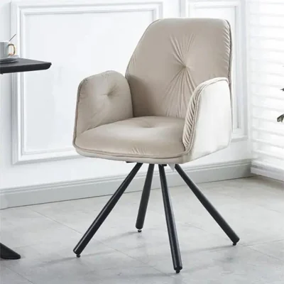 scaun angola ergonomic cu suport lombar tapiterie moale si picioare solide 60x45x89 cm bej