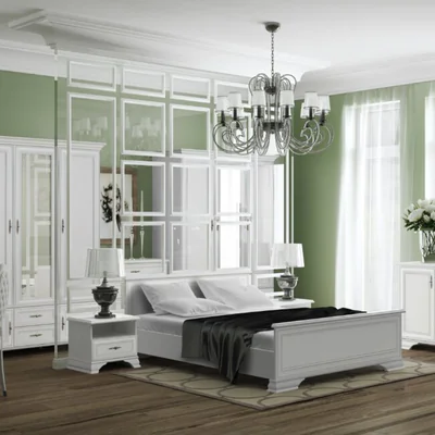 Dormitor Idento, Set Mobilier Clasic, PAL si MDF, 160x200 cm, Alb Alpin