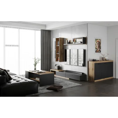 set living calvados design modern pal laminat 210x38x200 cm stejar natur