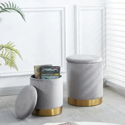 taburet elmo taburet cu spatiu de depozitare integrat tapiterie moale si cadru rezistent 35x43 cm gri