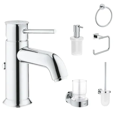 set baterie lavoar grohe start classic si accesorii baie grohe essentials crom