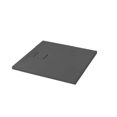 cadita dus patrata gri mat 80x80 cm cersanit tako slim cu sifon inclus