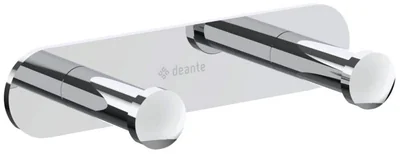 Cuier de baie crom lucios, cu 2 agatatori, fixari ascunse, Deante Jasmin