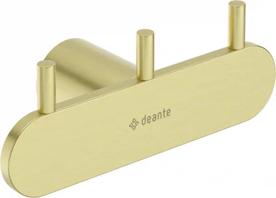 cuier de baie auriu periat cu 3 agatatori fixari ascunse deante round