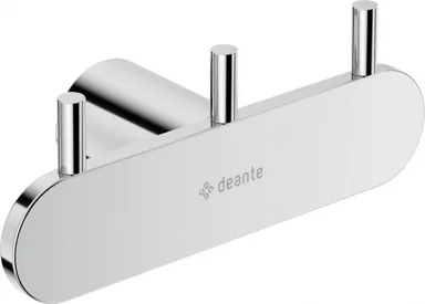 Cuier de baie crom, cu 3 agatatori, fixari ascunse, Deante Round