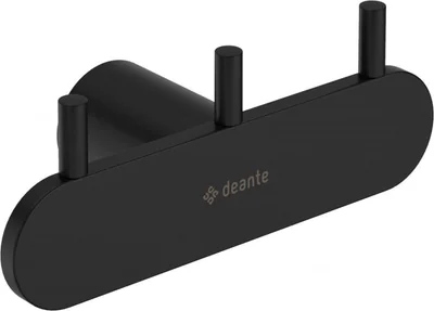 cuier de baie negru mat cu 3 agatatori fixari ascunse deante round