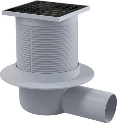 Rigola dus, patrata, cu gratar, negru mat, 10.5 cm, Deante