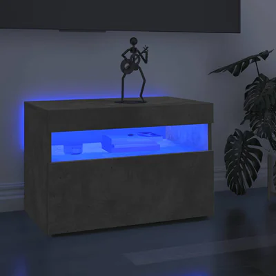 vidaxl comoda tv cu lumini led gri beton 60x35x40 cm