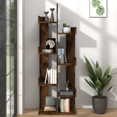 vidaXL Biblioteca, stejar fumuriu, 48x25,5x140 cm, lemn prelucrat
