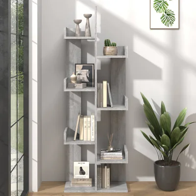 vidaXL Biblioteca, sonoma gri, 48x25,5x140 cm, lemn prelucrat
