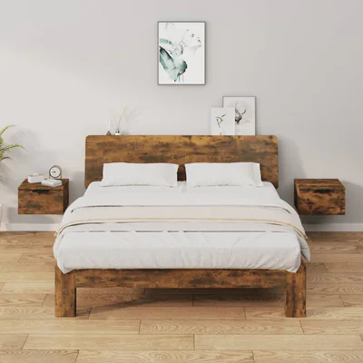 vidaxl noptiere de perete 2 buc stejar fumuriu 34x30x20 cm