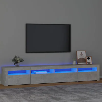 vidaxl comoda tv cu lumini led gri beton 240x35x40 cm
