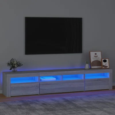 vidaxl comoda tv cu lumini led gri sonoma 210x35x40 cm
