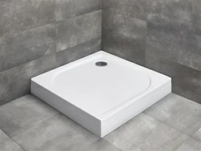 Cadita dus patrata Radaway Delos C cu carcasa, 80X80X14,5 cm, acrilica