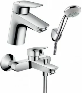 Set baterii 3in1 Hansgrohe Logis baterie lavoar, cada si set de dus Crometta