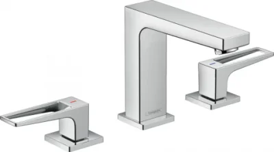 Baterie lavoar Hansgrohe Metropol 110 din 3 elemente, ventil push-open cu levier decupat