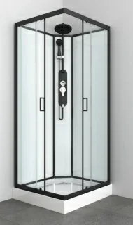 cabina de dus completa hidromasaj sanotechnik quickline epic black 90x90xh235 cm patrata