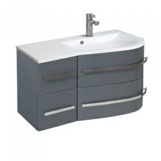 Baza de lavoar Oristo Opal suspendat dreapta gri lucios 90x45xH50 cm