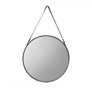Oglinda Fluminia Mona cu margine din piele neagra 60 cm