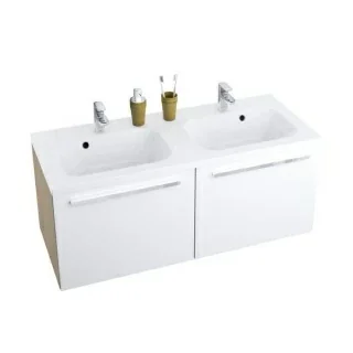 Baza lavoar dublu Ravak Chrome 120x49xH47 cm, alb si stejar