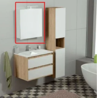 Dulap cu oglinda si iluminare led, Sanotechnik Fiora 60x60x15 cm