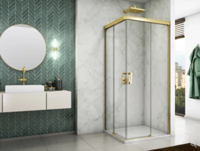 Cabina dus culisanta SanSwiss Cadura CAE2, 90x90 cm profil auriu