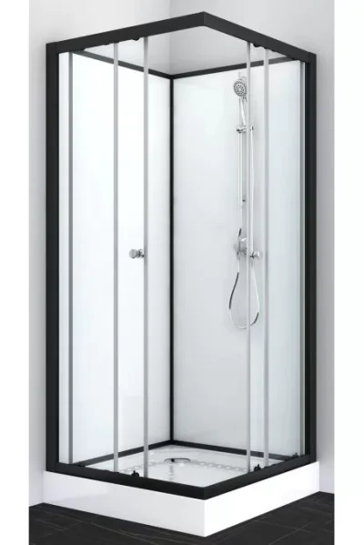 cabina dus sanotechnik uni2 90x90xh205 cm profil negru mat