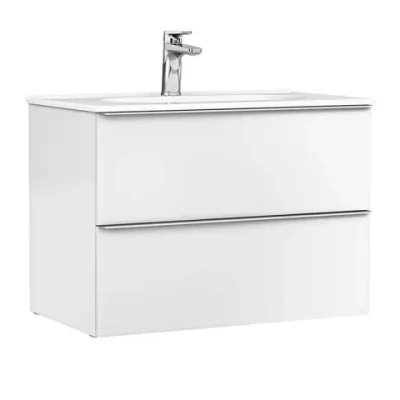 Set PROMO mobilier baza Gala Shona si lavoar Klea 80x46 cm 2 sertare alb mat