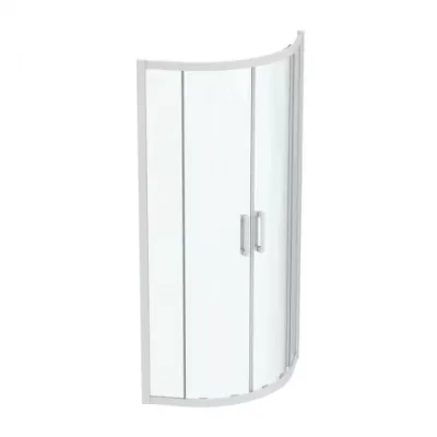 Cabina de dus semirotunda Ideal Standard Connect 2 80x80 cm cu usi culisante si profil alb mat