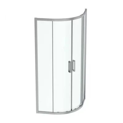 Cabina de dus semirotunda Ideal Standard Connect 2 90x90 cm cu usi culisante si profil argintiu