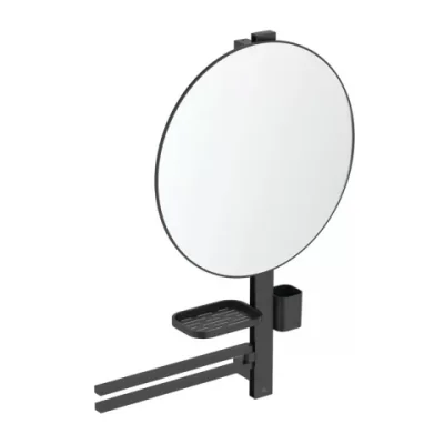 oglinda cu etajera si bara dubla ideal standard alu l negru mat