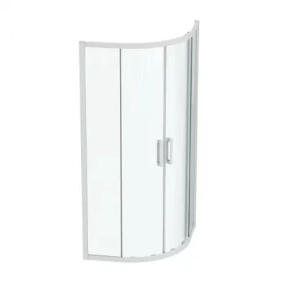 Cabina de dus semirotunda Ideal Standard Connect 2 90x90 cm cu usi culisante si profil alb mat