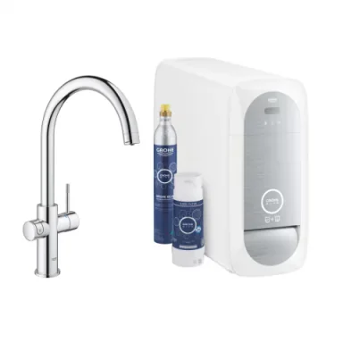 Baterie bucatarie cu pipa tip C Starter Kit Grohe Blue Home crom lucios