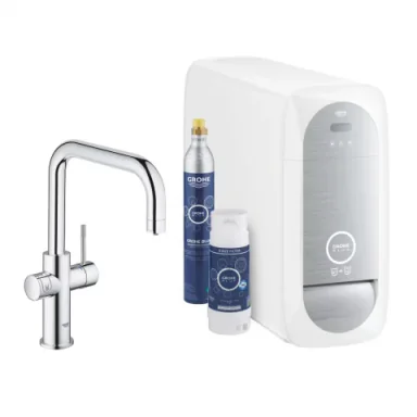 Baterie bucatarie cu pipa tip U Starter Kit Grohe Blue Home crom lucios