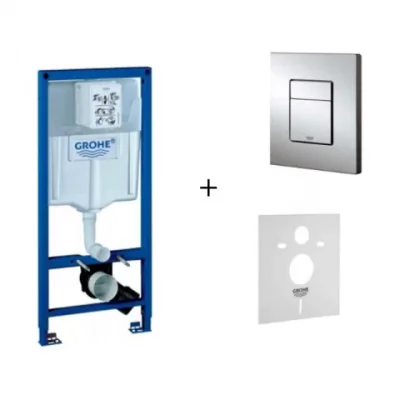 Set PROMO 4 in 1 rezervor incastrat Grohe Rapid SL cadru si clapeta Skate Cosmopolitan cu izolare fonica