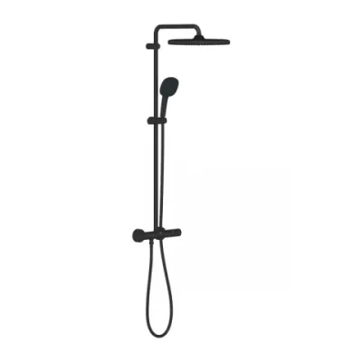 Sistem de dus cu baterie termostatata Grohe Tempesta Cosmopolitan 250 Cube negru mat