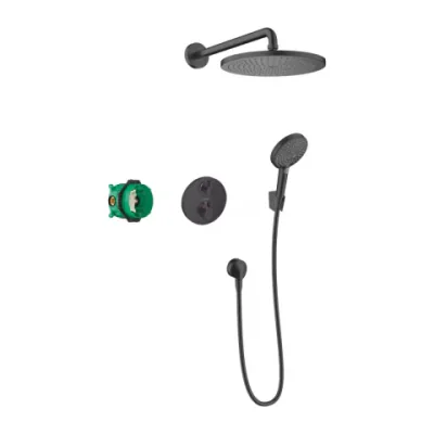 Sistem de dus incastrat Hansgrohe Croma 280 Ecostat S negru mat baterie termostatata