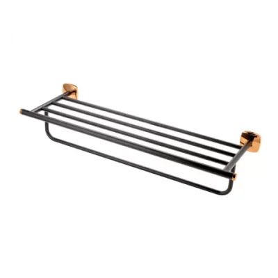 suport prosop simplu fdesign merida negru rose gold 57 4 cm cu raft