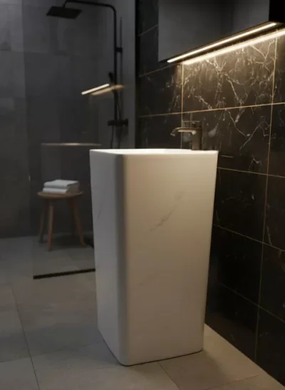 lavoar freestanding ceramic h15 cug01 m design patrat marmorat