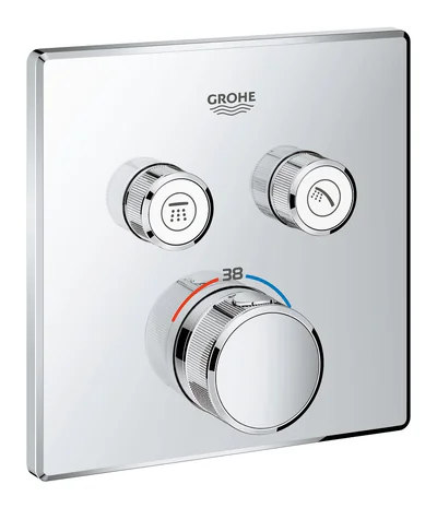 baterie dus cu 2 iesiri grohe smartcontrol parte aparenta patrat cu termostat 29124000