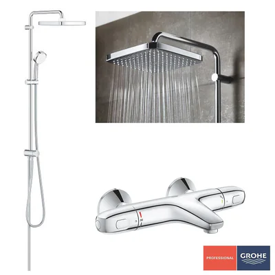 pachet coloana dus grohe tempesta 250 palarie patrata baterie cada dus grohtherm 1000 26694001 34816003