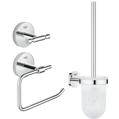 set accesorii baie grohe baucity 3 in 1 perie wc 40463001 suport hartie igienica 40457001 cuier prosop dublu 40461001